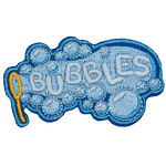 The word Bubbles on a gathering of bubbles.