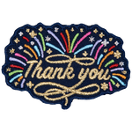 The words Thank You with rainbow sparkles coming off of it.