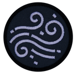 An artistic representation of wind on a black background.