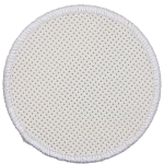 This blank circular patch is made so you can sew your design onto it. The patch has a white merrow border.