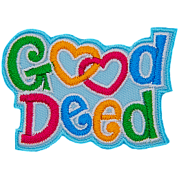 The word Good is stacked upon the word Deed. The double Os in Good are two interlinking hearts.