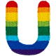 Rainbow Letter - U (Iron-On)