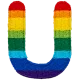 Rainbow Letter - U (Iron-On)