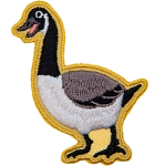 A Canada Goose honking, outlined in soft yellow.
