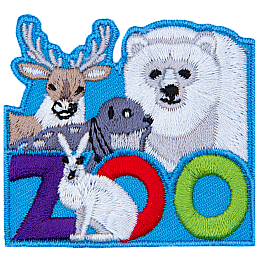 The word Zoo is at the bottom. A hare sits in front of the Z and O. A polar bear, seal and caribou look over the letters.