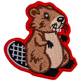 A chibi beaver sits on its hind legs.