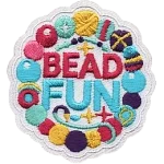 A bracelet of beads around the words Bead Fun.