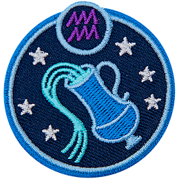 This circular crest has a water pitcher surrounded by stars. The sign of Aquarius sits above his head.