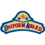 This arching crest displays the text Uniform Award with three stars above it.