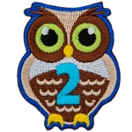 An owl displays the number 2 on its chest to symbolize the second-year achievement.