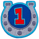 A horseshoe displays the number 1 to symbolize the first-year achievement.