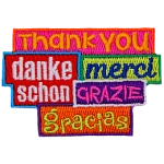 This patch says the words Thank You in five different languages.