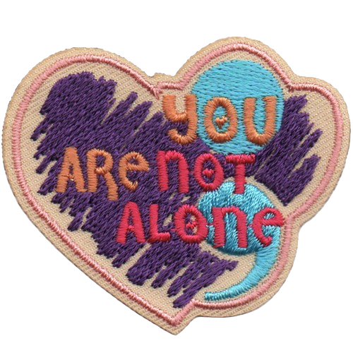 The words You Are Not Alone are inside a heart with a semicolon.