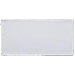 This white rectangular twill patch has a white merrow border. Perfect for creating your own patch.