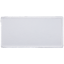 This white rectangular twill patch has a white merrow border. Perfect for creating your own patch.