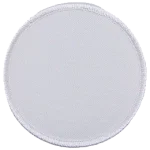 This white circular twill patch has a white merrow border. Perfect for creating your own patch.