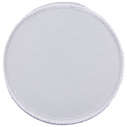 This white circular twill patch has a white merrow border. Perfect for creating your own patch.