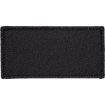 This horizontal rectangle is made of black twill with a black merrow border.