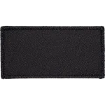 This horizontal rectangle is made of black twill with a black merrow border.