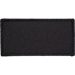 This horizontal rectangle is made of black twill with a black merrow border.