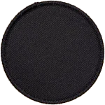 A blank, circular black badge.