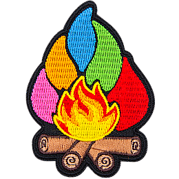 This campfire has colourful, mystical flames shooting out of it.