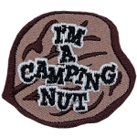 A chestnut displays the text I'm A Camping Nut on its side.