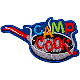 The words Camp Cook are being fried in a frying pan.