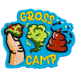 The words gross camp are around a toe with fungus, poop and gas.