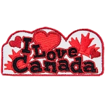 Red maple leaves and hearts decorate this roughly cloud-shaped patch.