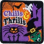 Spiders, ghosts, witches, and bats decorate this Halloween-themed meeting plan crest.