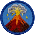An erupting volcano spewing lava.