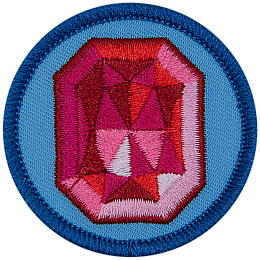 A red ruby on a blue background.