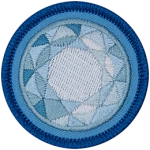 The top of a diamond is on a blue background.