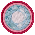 The top of a diamond is on a blue background.