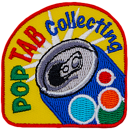 The words Pop Tab Collecting are in an arch around the top of a blue soda can.