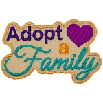 The words Adopt A Family on a cream background.