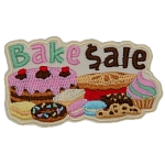 An assortment of baked goods are underneath the words Bake Sale.