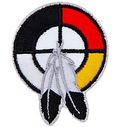 A healing circle with two feathers.