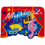 The words Musical Theatre are in the middle of a cacophony of musical notes.