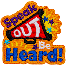 The words Speak Out Be Heard. The word Out is on a red Megaphone.
