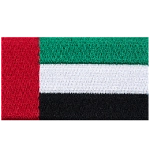 A vertical red stripe and three horizontal stripes in green, white and black.