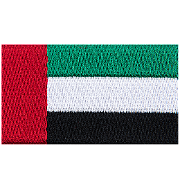 A vertical red stripe and three horizontal stripes in green, white and black.