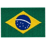 A green flag with a yellow diamond and a blue circle within the diamond. 