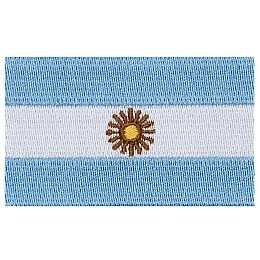 Two blue stripes around a white stripe and gold sun.