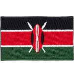 This flag is comprised of three horizontal stripes, two crossed spears, and a Maasai shield.