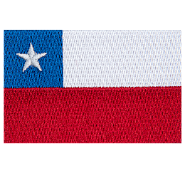 A blue square that extends into a white stripe atop a red stripe. The square has a white star in it.