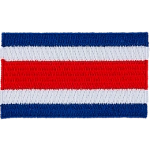 The Costa Rica flag consists of 5 horizontal stripes. They are blue, white, red, white, white, and blue from top to bottom.