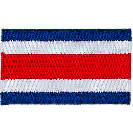 The Costa Rica flag consists of 5 horizontal stripes. They are blue, white, red, white, white, and blue from top to bottom.