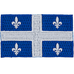 This rectangular flag consists of a blue background and a large white cross in the center. In each of these quarters is a Fleurdelyse.